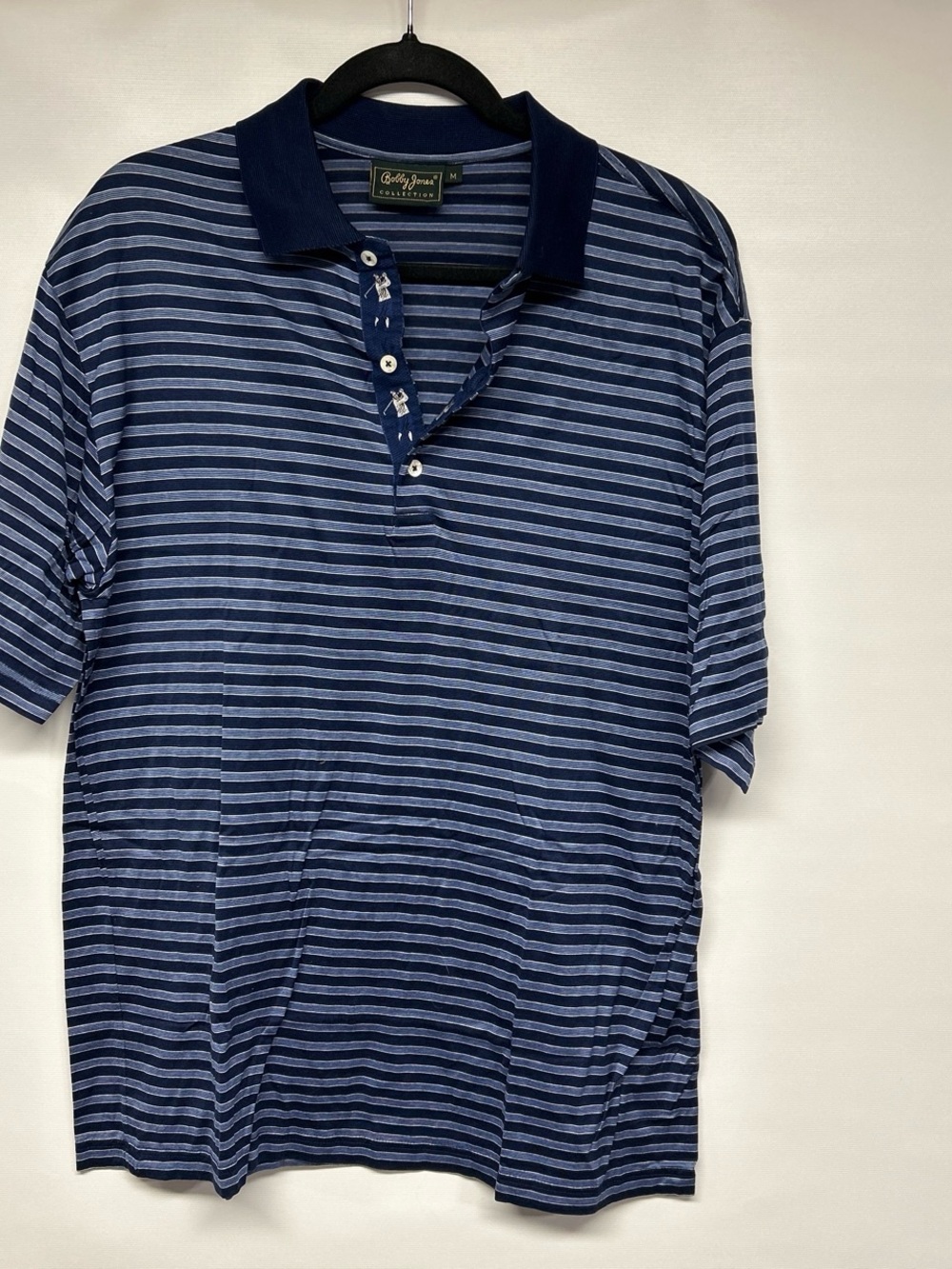 Bobby Jones Men's Navy and Light Blue Striped Polo
